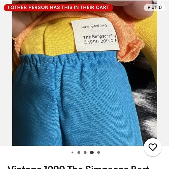 1990 Vintage Bart Simpson Plush Doll 20th Century Fox ~ Matt Groening Simpsons - Picture 2 of 4